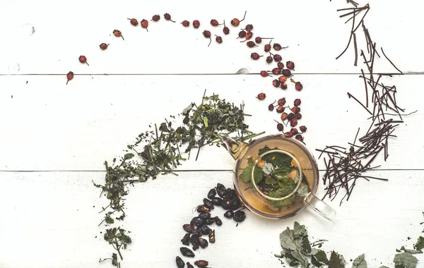 Üstten Görünüm bitkisel çay 