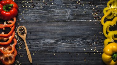 dilimlenmiş biber Üstten Görünüm