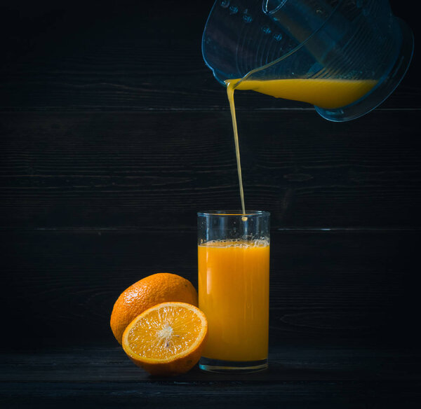 freshly squeezed orange juice in a glass