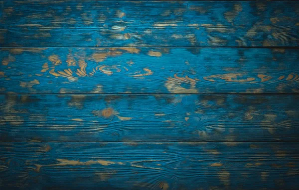 Pohled shora staré modré dřevěné desky — Stock fotografie