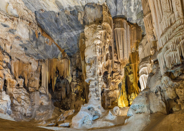 Stalactites and stalagmites in the Botha Hall, Cango Caves