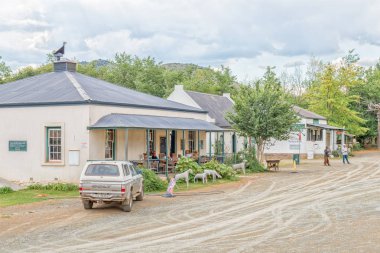 Nieu-Bethesda restoranları ile sabah erken sokak sahne