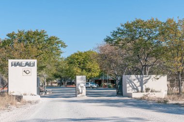 Entrance to Halali Rest Camp in the Etosha National Park clipart