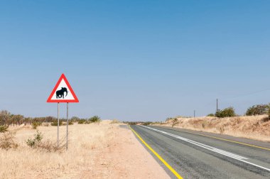 Uyarı yol işareti kuzeybatı Namibya fil