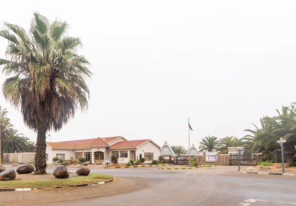 Oficina de recepción y entrada al campamento de descanso de Swakopmund — Foto de Stock