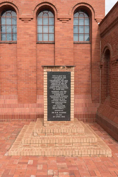 Plaque at Talana museum, commemorating arival of Indian labourer — Stock Photo, Image