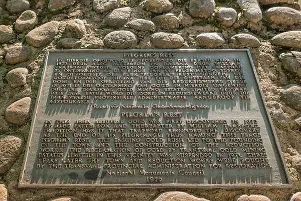 Placa conmemorativa en la histórica ciudad de Peregrinos Descanso — Foto de Stock