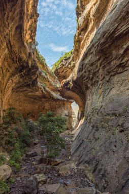 Echo Ravine 'in görüntüsü, Özgür Eyalet Eyaleti' ndeki Golden Gate 'de bir kumtaşı geçidi.