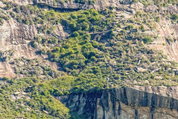 Μια Ξύλινη Σκάλα Στην Πλαγιά Ενός Βουνού Στο Μονοπάτι Πεζοπορίας — Φωτογραφία Αρχείου