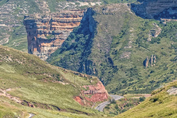 Landscape Golden Gate Rooidraai Road R712 Brandwag Buttress Visible — Stock Photo, Image
