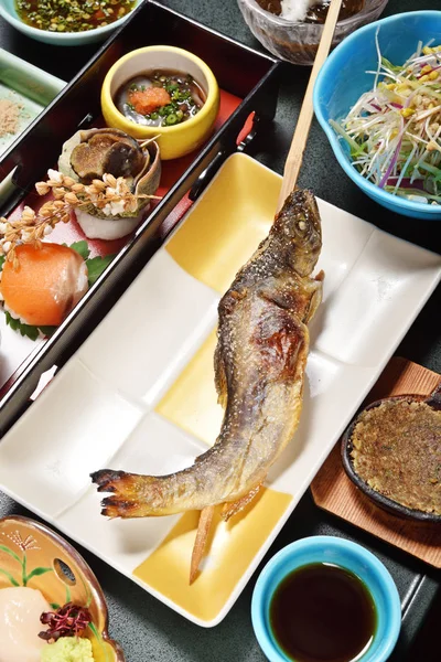 日本盐烤香鱼 sweetfish — 图库照片