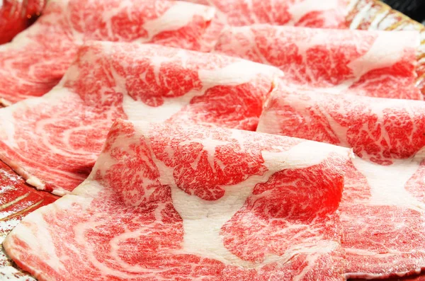 Hot Pot Zutaten - dünn geschnittenes Fleisch — Stockfoto