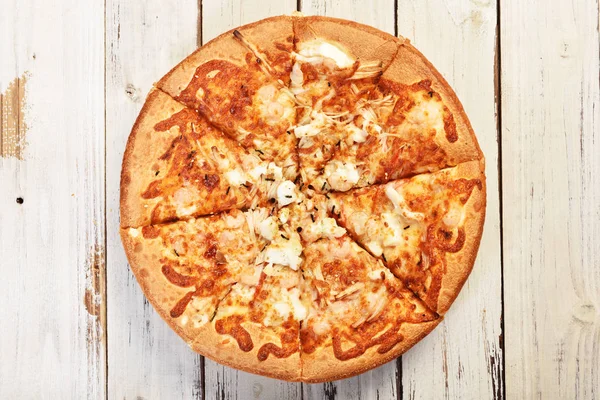 Färska skaldjur pizza — Stockfoto