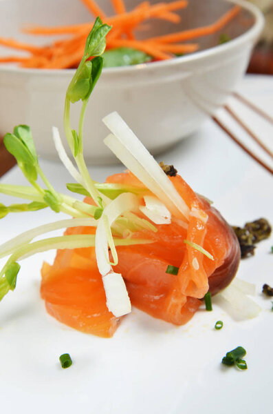 Appetizer food - Sliced smoked salmon  