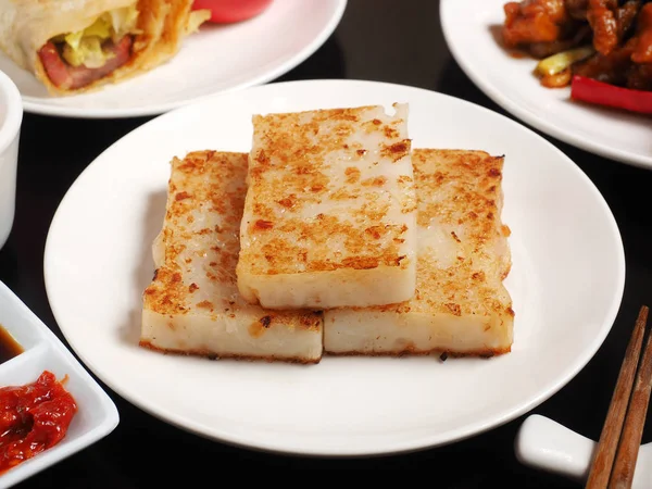 Gebratener Rübenkuchen Chinesisches Essen — Stockfoto