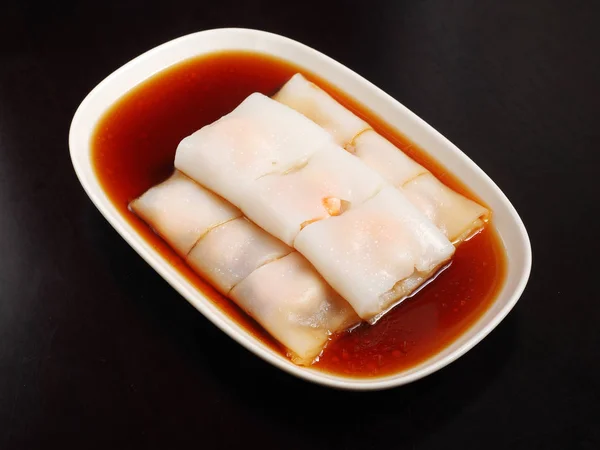 Rolo Arroz Cozido Vapor Camarão Embrulhado Comida Chinesa — Fotografia de Stock