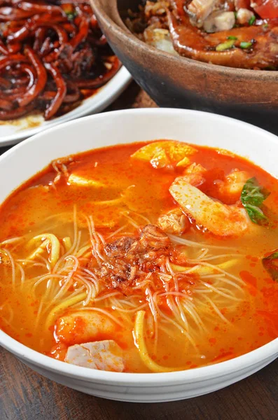 Malaya Deliciosa Comida Las Calles Sopa Picante Fideos Arroz — Foto de Stock