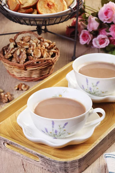 Milk Tea Wooden Table — Stock Photo, Image