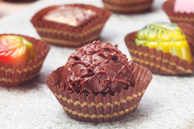 El yapımı çikolata şeker yakın çekim