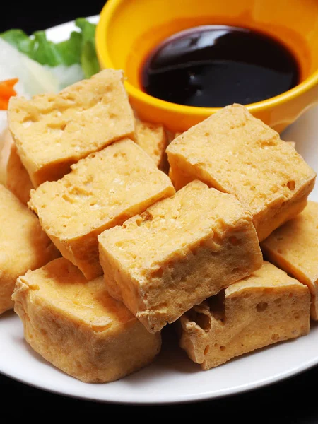 Tofu Frito Con Salsa Dulce Soja — Foto de Stock
