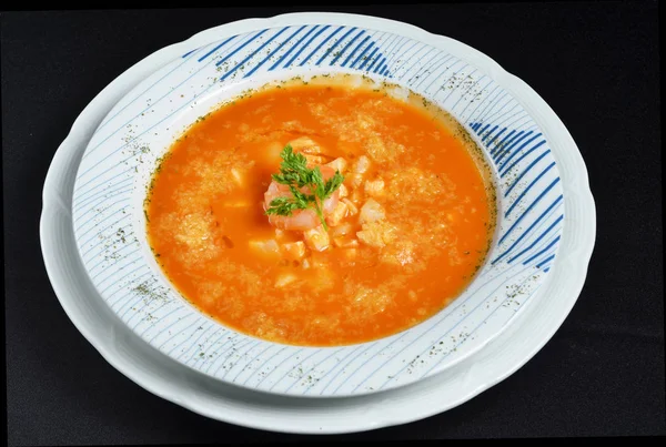 Sopa Tomate Vegetal Sobre Fondo Negro — Foto de Stock