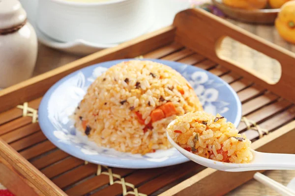 Riz Frit Kimchi Servi Sur Assiette — Photo