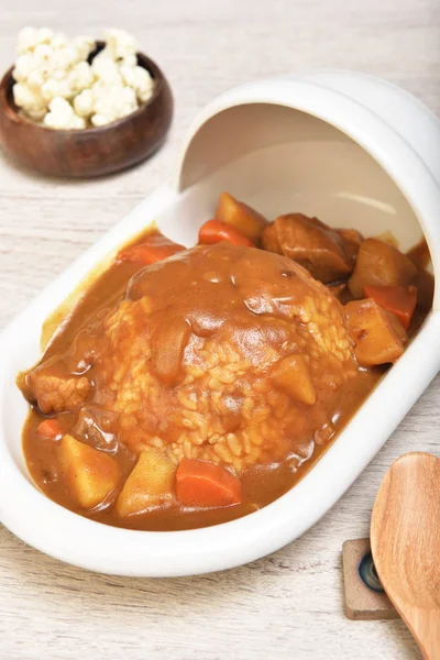 Curry Med Ris Platta Formen Toalett — Stockfoto