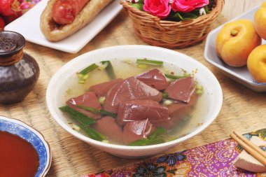 Domuz kanı jöle çorbadır Tayvan popüler bir sokak gıda