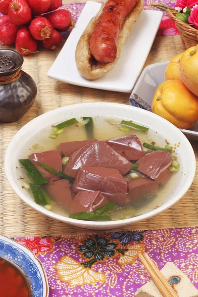 Sopa Geléia Sangue Porco Uma Comida Popular Rua Taiwan — Fotografia de Stock