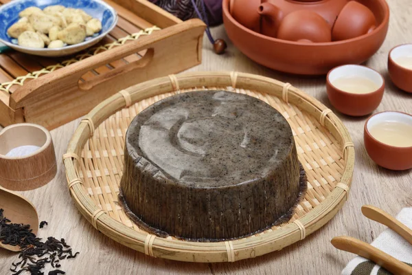 Sesam Mit Lotuskernen Reiskuchen Bambuskorb — Stockfoto
