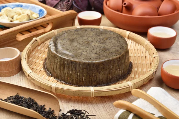 Sesam Mit Lotuskernen Reiskuchen Bambuskorb — Stockfoto