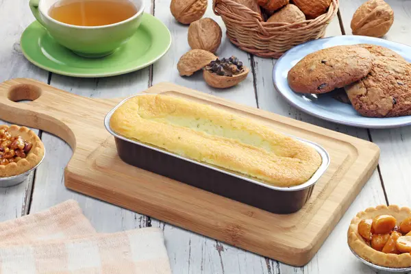 Citroen Pound Cake Houten Tafel — Stockfoto