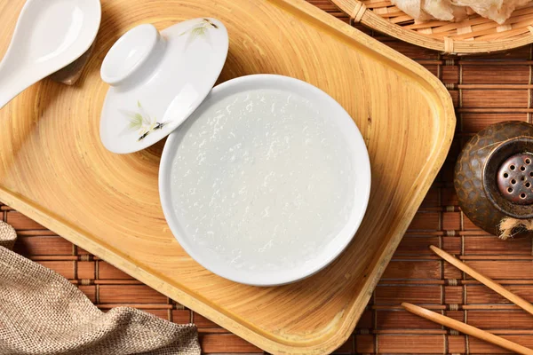 Chinese traditional medical products bird's nest soup on white bowl