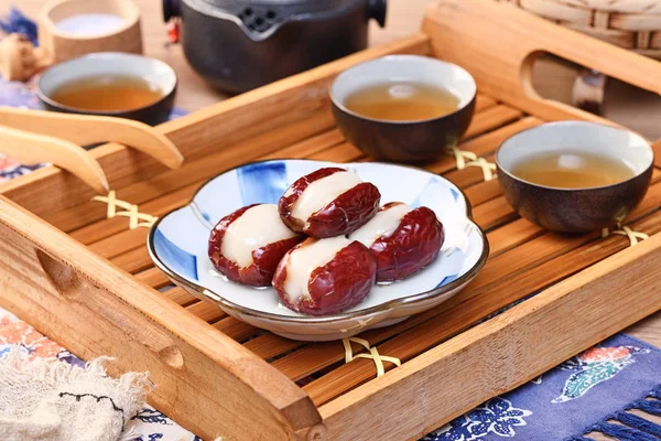 Délicieux Dessert Taïwanais Xin Tai Ruan Dattes Rouges Farcies Gâteau — Photo