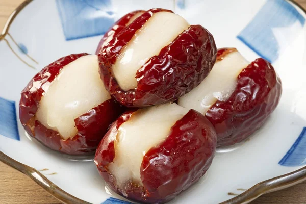 Taiwan Delicious Dessert Xin Tai Ruan Red Dates Stuffed Sticky — Stock Photo, Image