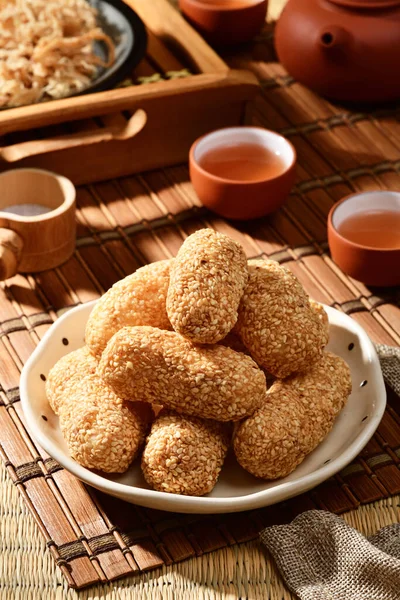 Lao Sesame Rice Crispy Taiwanese Traditional Pastry Which Made Taro — Stock Photo, Image