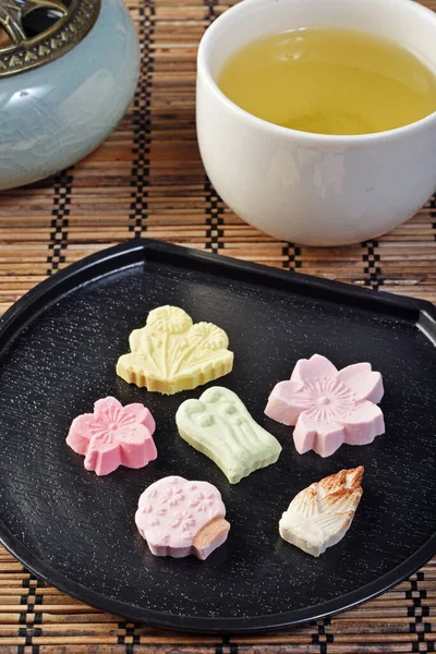 Sucre Japonais Coloré Bonbons Sur Plateau — Photo