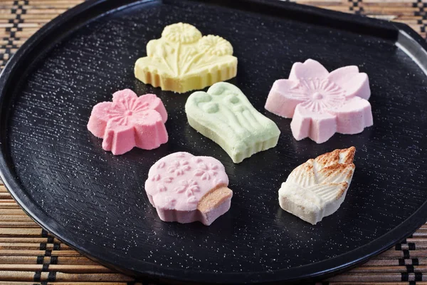 Sucre Japonais Coloré Bonbons Sur Plateau — Photo