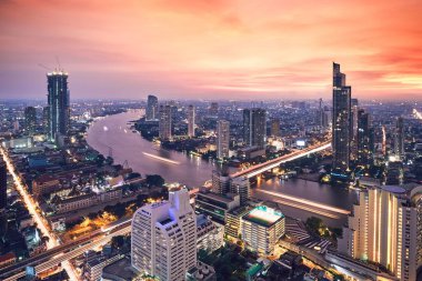 Bangkok during golden sunset clipart
