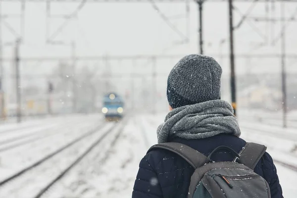 Ferroviária no inverno — Fotografia de Stock