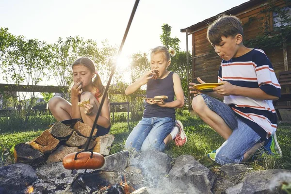 Los niños disfrutan de la fogata —  Fotos de Stock