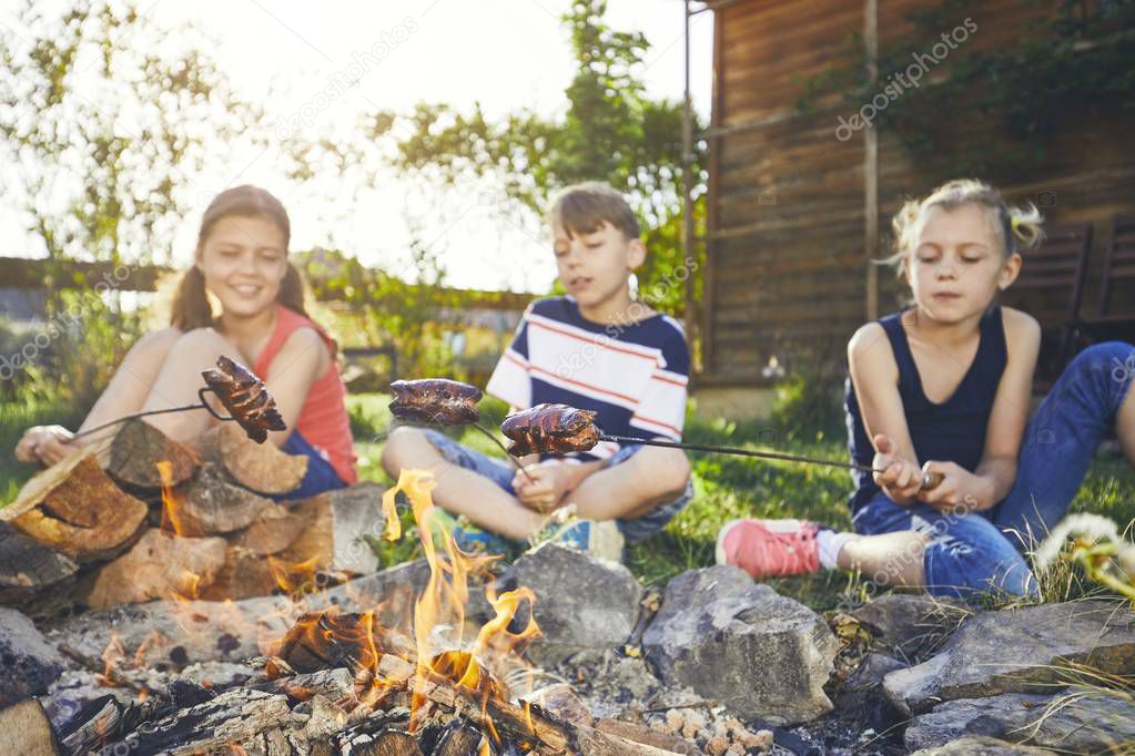 Children enjoy campfire