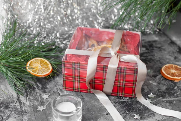 Caja Navidad Con Galletas Presente — Foto de Stock