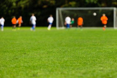 Bulanık futbolcular yeşil sahada