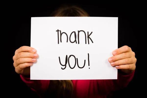 Child holding Thank You sign — Stock Photo, Image