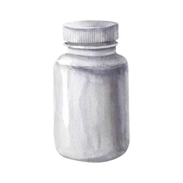 Κενό Πλαστικό Μπουκάλι Χάπι Απομονώνονται Λευκό Φόντο Βάζο Για Δισκία — Φωτογραφία Αρχείου