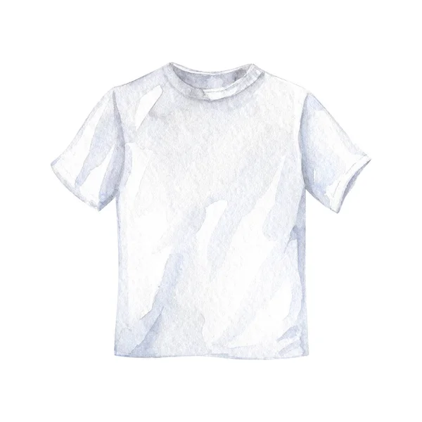 White Shirt Isolated White Background Front View Watercolor Illustration Hand — 스톡 사진