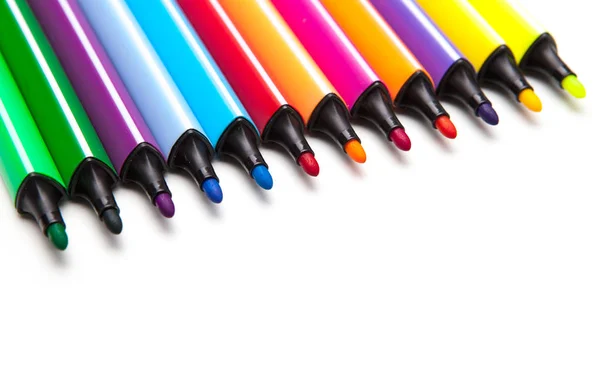 Colored markers on the white background — Stock Photo, Image