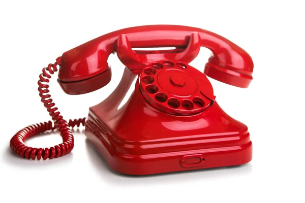 Red retro telephone on white background — Stock Photo, Image