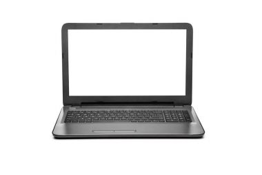 Laptop boş izole üzerinde beyaz arka plan ekran, alu beyaz